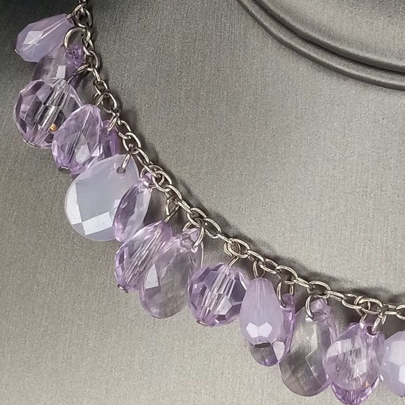 IJC Italy 925 Silver Lilac Beaded Bracelet, Necklace Set Bridal‎ Formal Prom - Picture 3 of 9